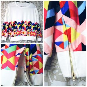 Geometric Zipper Sweatshirt